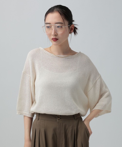 LEPSIM(レプシィム)の「7ゲージペーパーヤーンプルオーバーSS 639474(ニット/セーター・レディース・ベージュ/レッド/ブラック/アイボリー・FREE)」の2枚目の写真