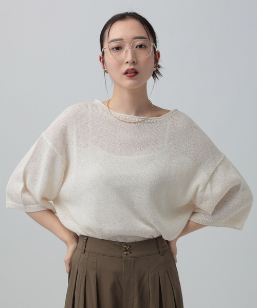 LEPSIM（レプシィム）の「7ゲージペーパーヤーンプルオーバーSS　639474（ニット/セーター・レディース・ベージュ/レッド/ブラック/アイボリー・FREE）」の5枚目の写真
