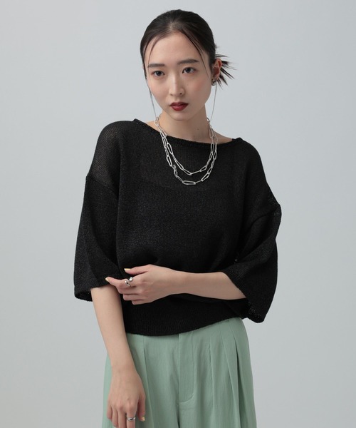 LEPSIM（レプシィム）の「7ゲージペーパーヤーンプルオーバーSS　639474（ニット/セーター・レディース・ベージュ/レッド/ブラック/アイボリー・FREE）」の11枚目の写真