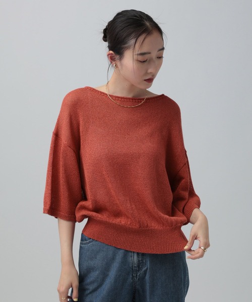 LEPSIM（レプシィム）の「7ゲージペーパーヤーンプルオーバーSS　639474（ニット/セーター・レディース・ベージュ/レッド/ブラック/アイボリー・FREE）」の18枚目の写真