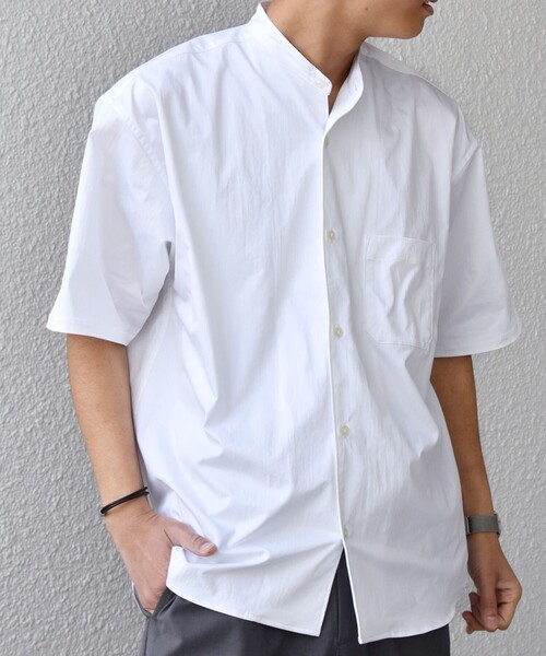 SHIPS any:〈ストレッチ〉Primeflex(R) JAPAN MADE バンドカラー