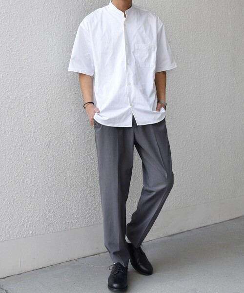 SHIPS any(シップス エニィ)の「SHIPS any:〈ストレッチ〉Primeflex(R) JAPAN MADE バンドカラー ポケット 半袖 シャツ◇(シャツ/ブラウス・メンズ・ホワイト/ブルー/チャコールグレー・LARGE/MEDIUM)」の4枚目の写真