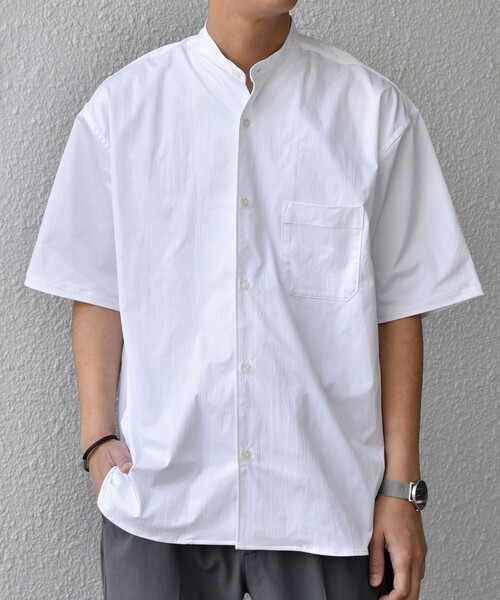 SHIPS any(シップス エニィ)の「SHIPS any:〈ストレッチ〉Primeflex(R) JAPAN MADE バンドカラー ポケット 半袖 シャツ◇(シャツ/ブラウス・メンズ・ホワイト/ブルー/チャコールグレー・LARGE/MEDIUM)」の6枚目の写真