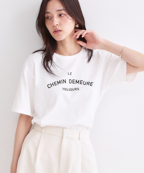 OPAQUE.CLIP（オペークドットクリップ）の「ロゴプリントアソートTシャツ【洗濯機OK】（Tシャツ/カットソー・レディース・ホワイト系1/ホワイト/ナチュラル/チャコールグレー・42/40/38）」の2枚目の写真