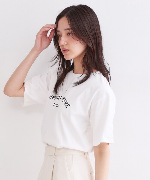 OPAQUE.CLIP（オペークドットクリップ）の「ロゴプリントアソートTシャツ【洗濯機OK】（Tシャツ/カットソー・レディース・ホワイト系1/ホワイト/ナチュラル/チャコールグレー・42/40/38）」の5枚目の写真