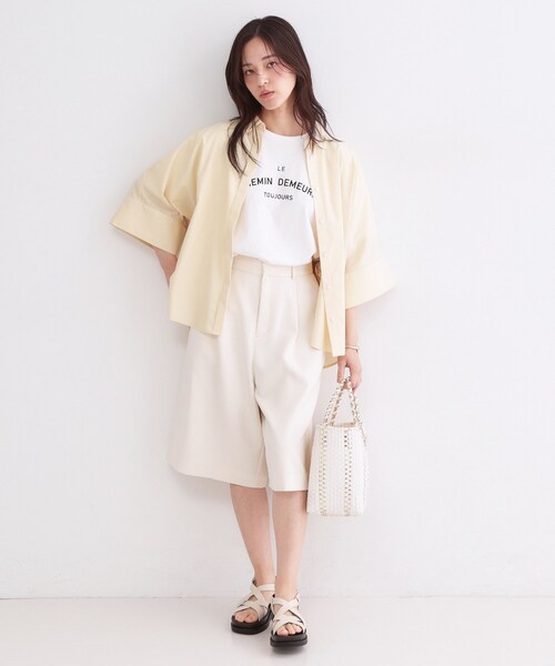 OPAQUE.CLIP（オペークドットクリップ）の「ロゴプリントアソートTシャツ【洗濯機OK】（Tシャツ/カットソー・レディース・ホワイト系1/ホワイト/ナチュラル/チャコールグレー・42/40/38）」の6枚目の写真