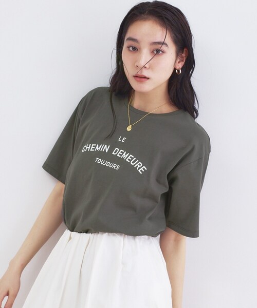 OPAQUE.CLIP（オペークドットクリップ）の「ロゴプリントアソートTシャツ【洗濯機OK】（Tシャツ/カットソー・レディース・ホワイト系1/ホワイト/ナチュラル/チャコールグレー・42/40/38）」の9枚目の写真