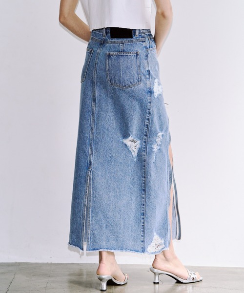 JOSE MOON(ジョゼムーン)の「ZIP DENIM SKIRT/ジップデニムスカート(スカート・レディース・ブラック/ブルー・38/36)」の5枚目の写真