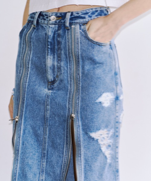 JOSE MOON(ジョゼムーン)の「ZIP DENIM SKIRT/ジップデニムスカート(スカート・レディース・ブラック/ブルー・38/36)」の10枚目の写真