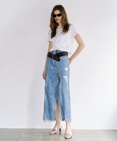 JOSE MOON(ジョゼムーン)の「ZIP DENIM SKIRT/ジップデニムスカート(スカート・レディース・ブラック/ブルー・38/36)」の7枚目の写真