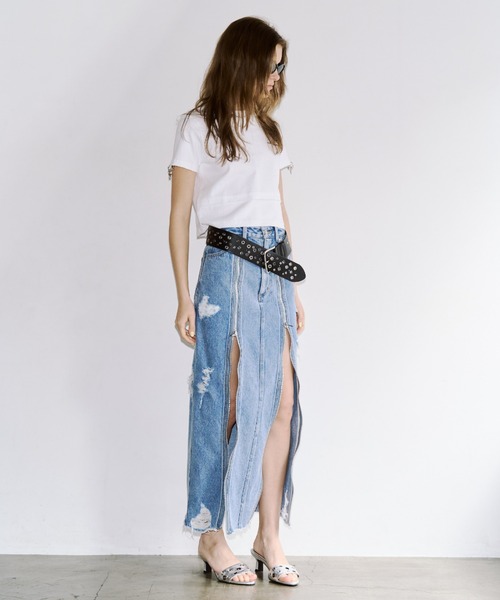 JOSE MOON(ジョゼムーン)の「ZIP DENIM SKIRT/ジップデニムスカート(スカート・レディース・ブラック/ブルー・38/36)」の9枚目の写真