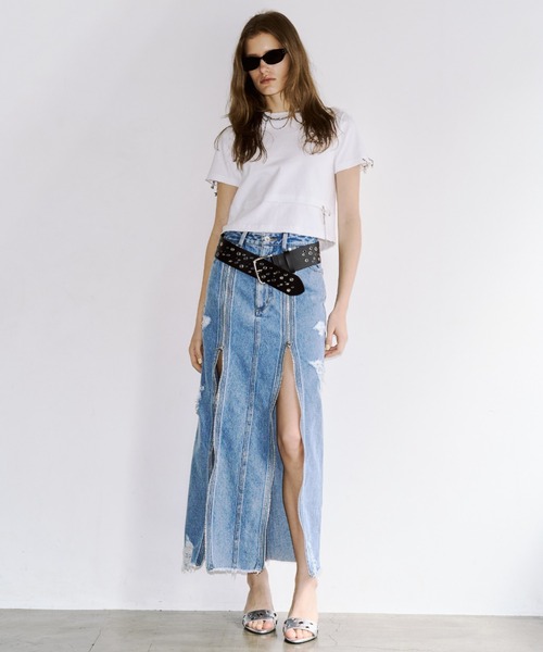 JOSE MOON(ジョゼムーン)の「ZIP DENIM SKIRT/ジップデニムスカート(スカート・レディース・ブラック/ブルー・38/36)」の6枚目の写真