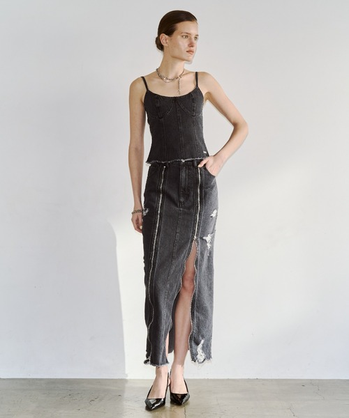 JOSE MOON(ジョゼムーン)の「ZIP DENIM SKIRT/ジップデニムスカート(スカート・レディース・ブラック/ブルー・38/36)」の21枚目の写真