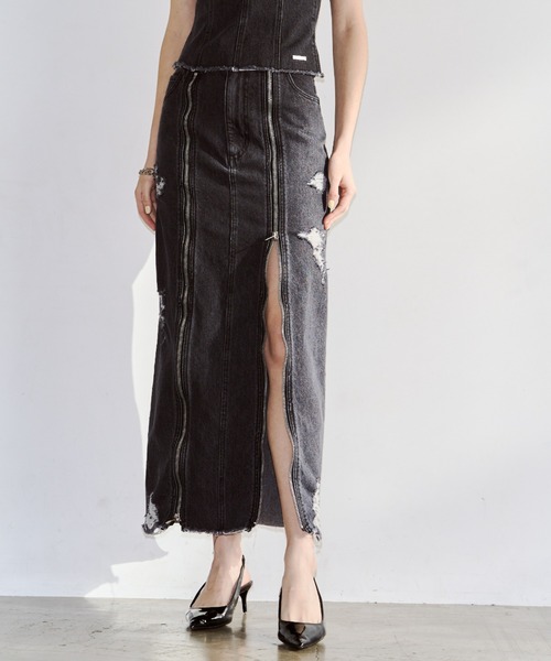 JOSE MOON(ジョゼムーン)の「ZIP DENIM SKIRT/ジップデニムスカート(スカート・レディース・ブラック/ブルー・38/36)」の17枚目の写真