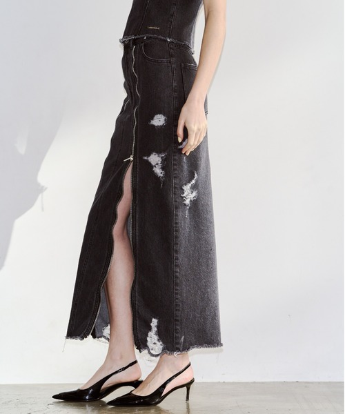 JOSE MOON(ジョゼムーン)の「ZIP DENIM SKIRT/ジップデニムスカート(スカート・レディース・ブラック/ブルー・38/36)」の18枚目の写真