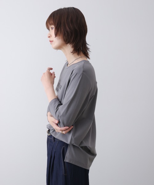 Bou Jeloud(ブージュルード)の「箔ロゴプリント五分袖Tシャツ(Tシャツ/カットソー・レディース・オフホワイト/チャコールグレー/ブラック・38)」の21枚目の写真