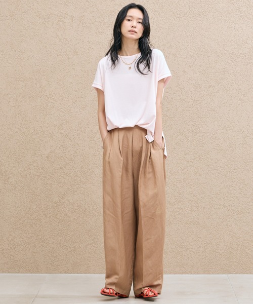 Doux archives(ドゥアルシーヴ)の「【吸水速乾】フレンチスリーブTee(Tシャツ/カットソー・レディース・ピンク/オフホワイト/チャコールグレー・FREE)」の4枚目の写真