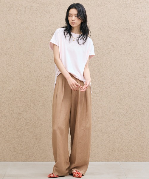 Doux archives(ドゥアルシーヴ)の「【吸水速乾】フレンチスリーブTee(Tシャツ/カットソー・レディース・ピンク/オフホワイト/チャコールグレー・FREE)」の6枚目の写真