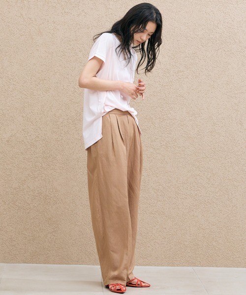 Doux archives(ドゥアルシーヴ)の「【吸水速乾】フレンチスリーブTee(Tシャツ/カットソー・レディース・ピンク/オフホワイト/チャコールグレー・FREE)」の7枚目の写真