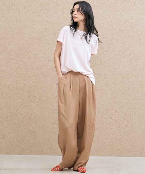 Doux archives(ドゥアルシーヴ)の「【吸水速乾】フレンチスリーブTee(Tシャツ/カットソー・レディース・ピンク/オフホワイト/チャコールグレー・FREE)」の9枚目の写真