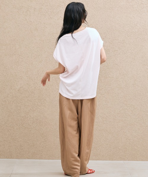 Doux archives(ドゥアルシーヴ)の「【吸水速乾】フレンチスリーブTee(Tシャツ/カットソー・レディース・ピンク/オフホワイト/チャコールグレー・FREE)」の12枚目の写真
