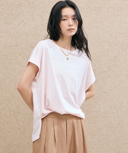 Doux archives(ドゥアルシーヴ)の「【吸水速乾】フレンチスリーブTee(Tシャツ/カットソー・レディース・ピンク/オフホワイト/チャコールグレー・FREE)」の13枚目の写真
