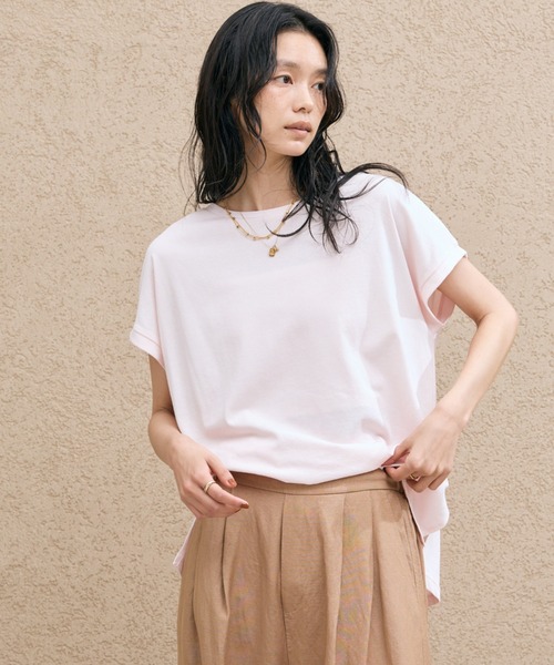 Doux archives(ドゥアルシーヴ)の「【吸水速乾】フレンチスリーブTee(Tシャツ/カットソー・レディース・ピンク/オフホワイト/チャコールグレー・FREE)」の15枚目の写真