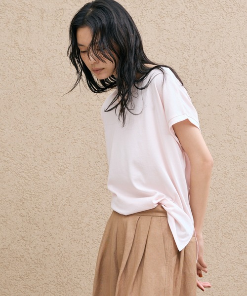 Doux archives(ドゥアルシーヴ)の「【吸水速乾】フレンチスリーブTee(Tシャツ/カットソー・レディース・ピンク/オフホワイト/チャコールグレー・FREE)」の16枚目の写真