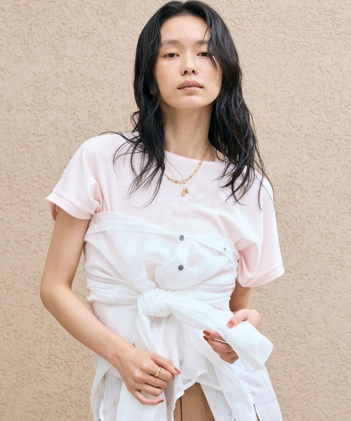 Doux archives(ドゥアルシーヴ)の「【吸水速乾】フレンチスリーブTee(Tシャツ/カットソー・レディース・ピンク/オフホワイト/チャコールグレー・FREE)」の20枚目の写真