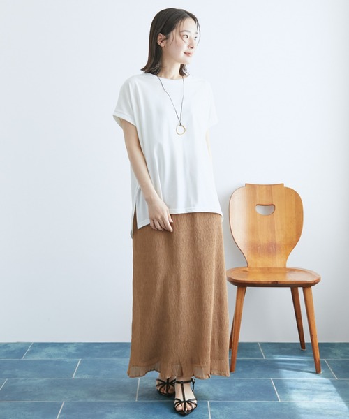 Doux archives(ドゥアルシーヴ)の「【吸水速乾】フレンチスリーブTee(Tシャツ/カットソー・レディース・ピンク/オフホワイト/チャコールグレー・FREE)」の21枚目の写真