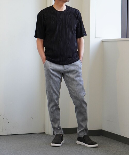 NICOLE selection(ニコルセレクション)の「ウェーブタックジャカードクルーネックカットソー(Tシャツ/カットソー・メンズ・ネイビー/ブラック/ホワイト/グレー/ブルー・M/L/XL)」の8枚目の写真