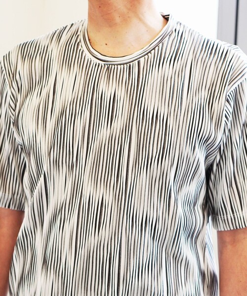 NICOLE selection(ニコルセレクション)の「ウェーブタックジャカードクルーネックカットソー(Tシャツ/カットソー・メンズ・ネイビー/ブラック/ホワイト/グレー/ブルー・M/L/XL)」の13枚目の写真
