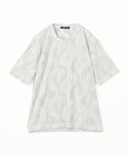 NICOLE selection(ニコルセレクション)の「ウェーブタックジャカードクルーネックカットソー(Tシャツ/カットソー・メンズ・ネイビー/ブラック/ホワイト/グレー/ブルー・M/L/XL)」の17枚目の写真