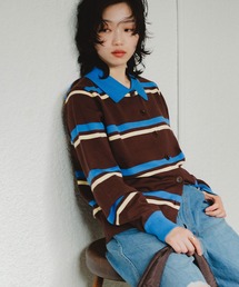 INOIE（イノイエ）の「[INOIE］マルチボーダー・ポロ襟ニットカーディガン（ニット/セーター）」