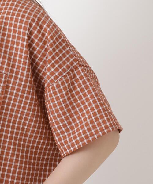 one'sterrace(ワンズテラス)の「リップル加工 チェック柄前開きブラウス(シャツ/ブラウス・レディース・アイボリー系8/オレンジ系その他5/ネイビー系5・02)」の8枚目の写真