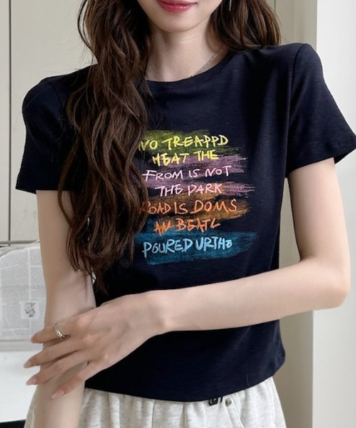 Ada.(エイダ)の「マルチカラー ペイント ロゴ グラフィック Tシャツ(Tシャツ/カットソー・レディース・ホワイト/ネイビー/グレー/ライトブルー・FREE)」の16枚目の写真
