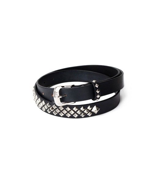 ※ひでCALEE スタッズ付き黒レザーベルト STUDS LEATHER NARROW BELT（ベルト）｜CALEE（キャリー）の