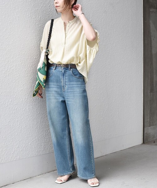 SHIPS Colors(シップス カラーズ)の「SHIPS Colors:〈手洗い可能〉ナイロンレーヨン ストライプ シャツ◇(シャツ/ブラウス・レディース・ナチュラル/ブラウン/ブラック・ONE SIZE)」の10枚目の写真
