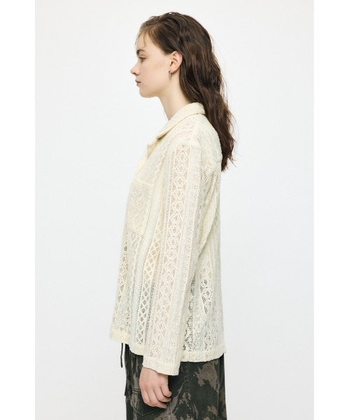 MOUSSY(マウジー)の「OPEN COLLAR LACE シャツ(シャツ/ブラウス・レディース・アイボリー/ネイビー・FREE)」の10枚目の写真