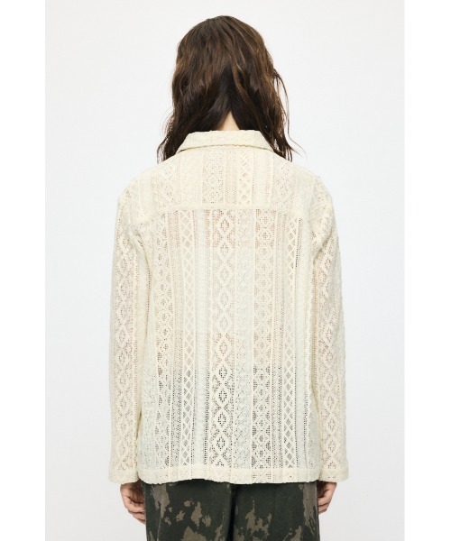 MOUSSY(マウジー)の「OPEN COLLAR LACE シャツ(シャツ/ブラウス・レディース・アイボリー/ネイビー・FREE)」の11枚目の写真