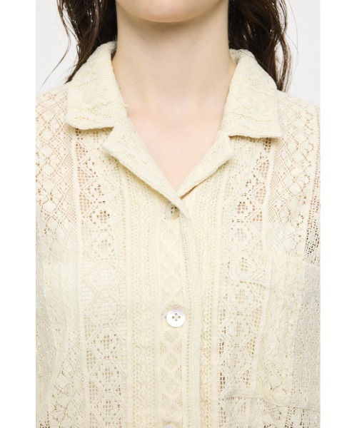MOUSSY(マウジー)の「OPEN COLLAR LACE シャツ(シャツ/ブラウス・レディース・アイボリー/ネイビー・FREE)」の12枚目の写真