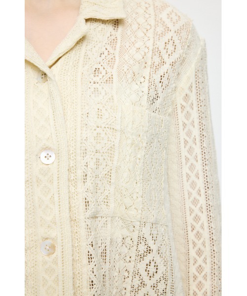 MOUSSY(マウジー)の「OPEN COLLAR LACE シャツ(シャツ/ブラウス・レディース・アイボリー/ネイビー・FREE)」の13枚目の写真