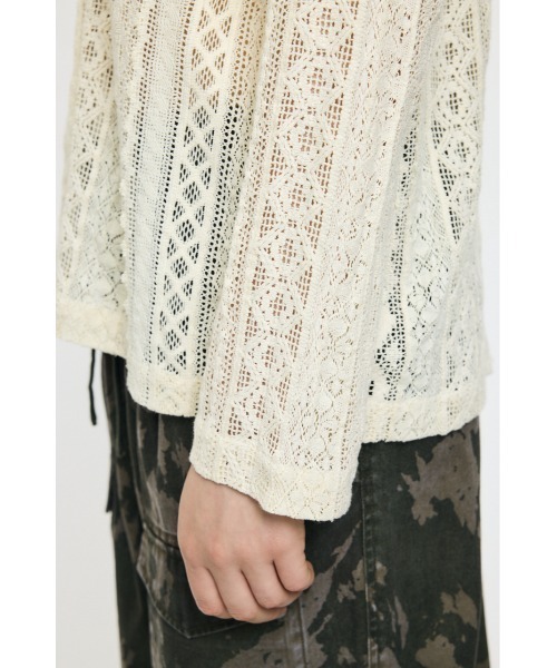 MOUSSY(マウジー)の「OPEN COLLAR LACE シャツ(シャツ/ブラウス・レディース・アイボリー/ネイビー・FREE)」の14枚目の写真