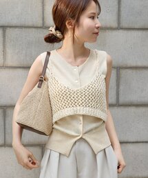 gemeil（ジェムイル）の「ラメビスチェ×ノースリーブカーディガン(LA-342)（キャミソール）」