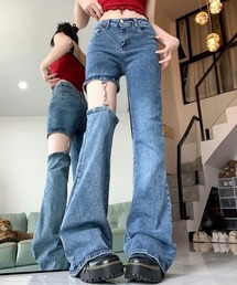 カットアウト デニムパンツ