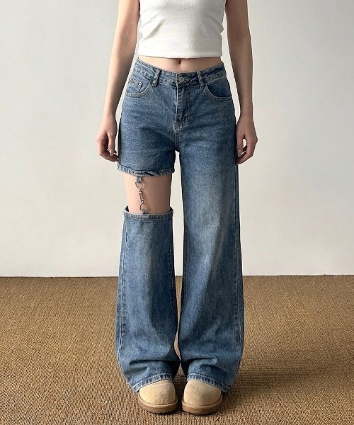 ViViDAY(ビビデー)の「カットアウト デニムパンツ(デニムパンツ・レディース・ブルー・M/S/L)」の2枚目の写真