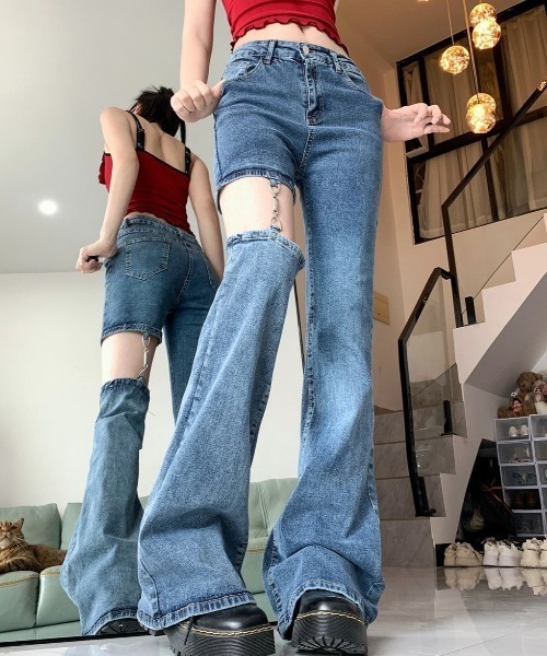 ViViDAY(ビビデー)の「カットアウト デニムパンツ(デニムパンツ・レディース・ブルー・M/S/L)」の10枚目の写真
