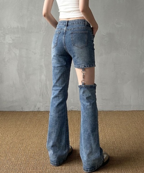 ViViDAY(ビビデー)の「カットアウト デニムパンツ(デニムパンツ・レディース・ブルー・M/S/L)」の4枚目の写真