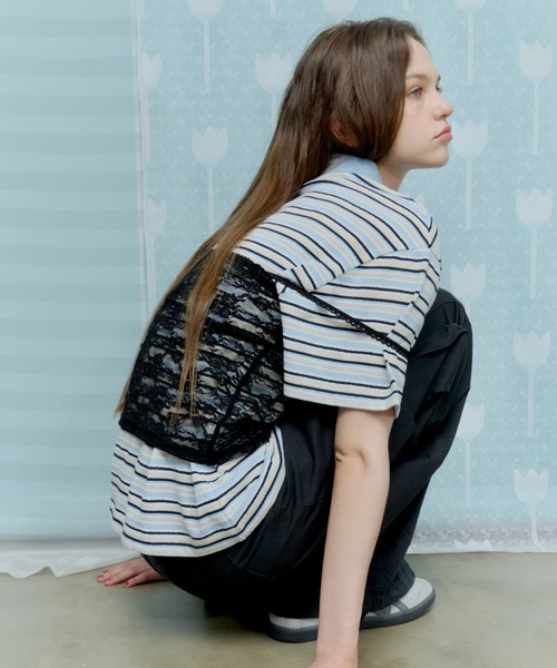 thinkto(シンクト)の「ブークレボーダーポロシャツ(Tシャツ/カットソー・レディース・イエロー/ライトブルー・FREE)」の16枚目の写真