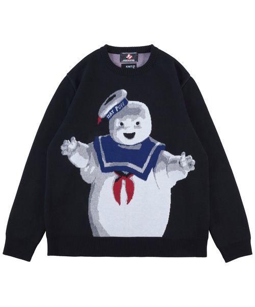 MEDICOM TOY(メディコムトイ)の「MLE × GHOSTBUSTERS STAY PUFT MARSHMALLOW MAN CREW NECK SWEATER(ニット/セーター・メンズ・ブラック・LARGE/MEDIUM)」の1枚目の写真